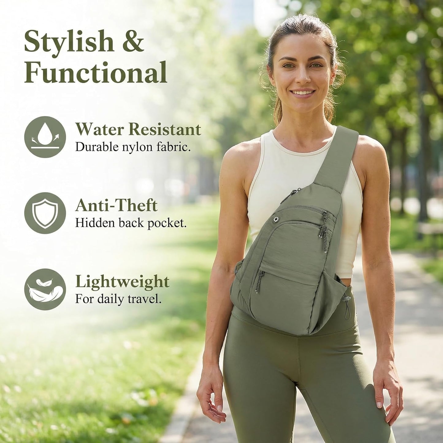 Skiennix Anti-Theft RFID Sling Bag - Stylish Nylon Crossbody Purse for Travel & Shopping