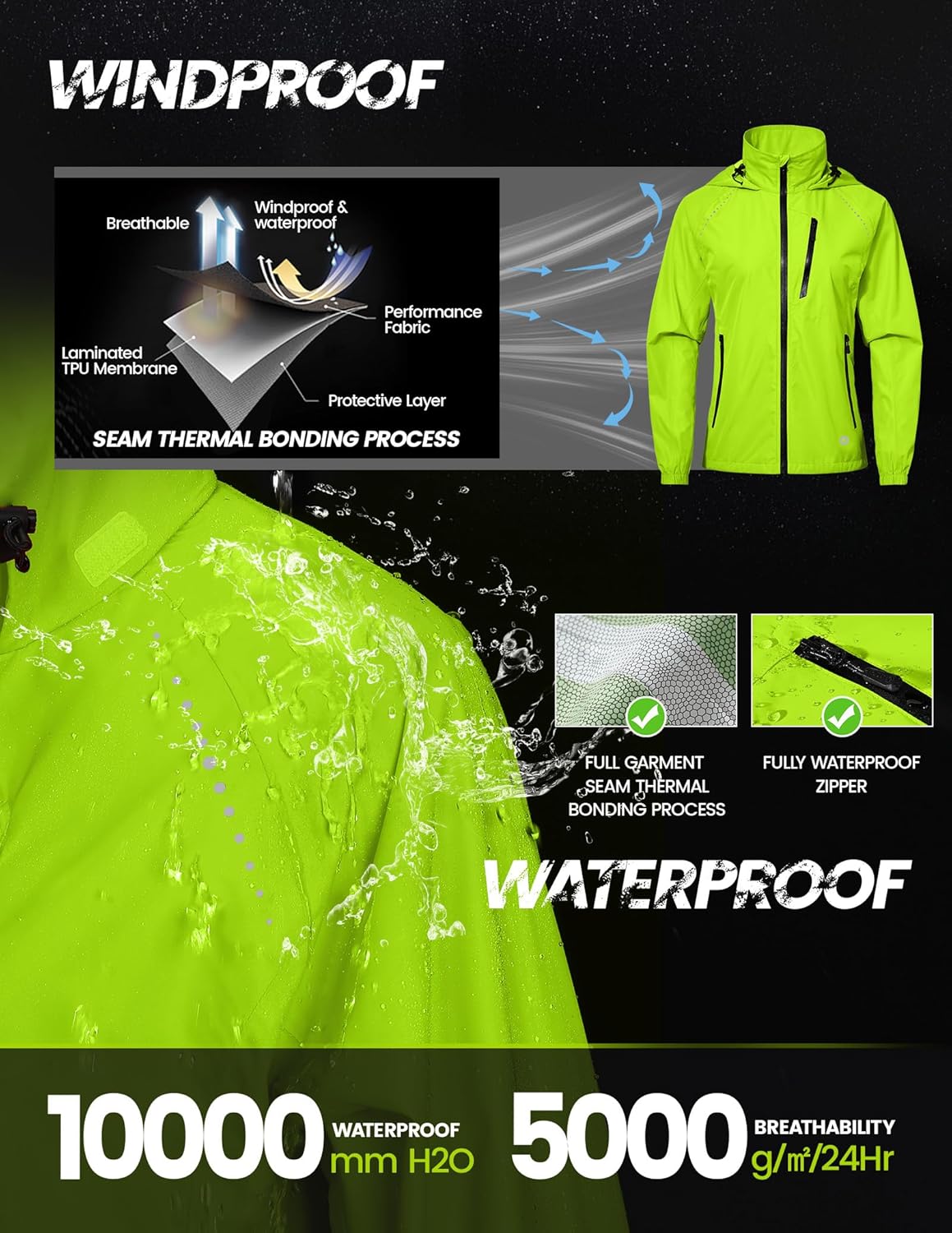 Nepest Women's Cycling Rain Jacket - Lightweight Waterproof Windbreaker with UPF 50+ Protection | Packable & Reflective