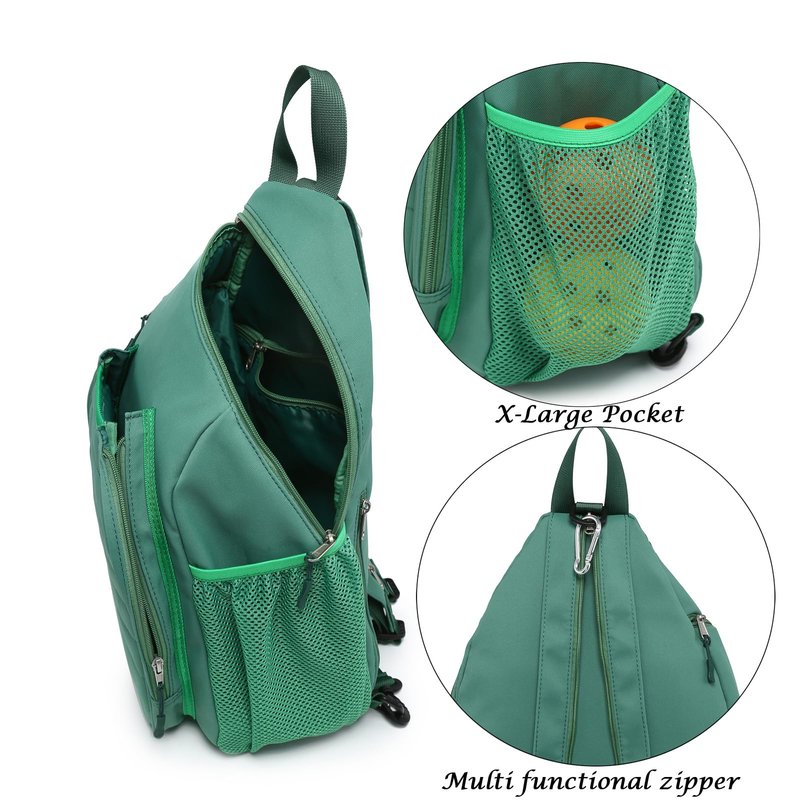 RAINBOW SMILE Sling Bag Crossbody Backpack for Pickleball Paddle Tennis Racketball Travel for Men and Women, with Ice Bag 2PS