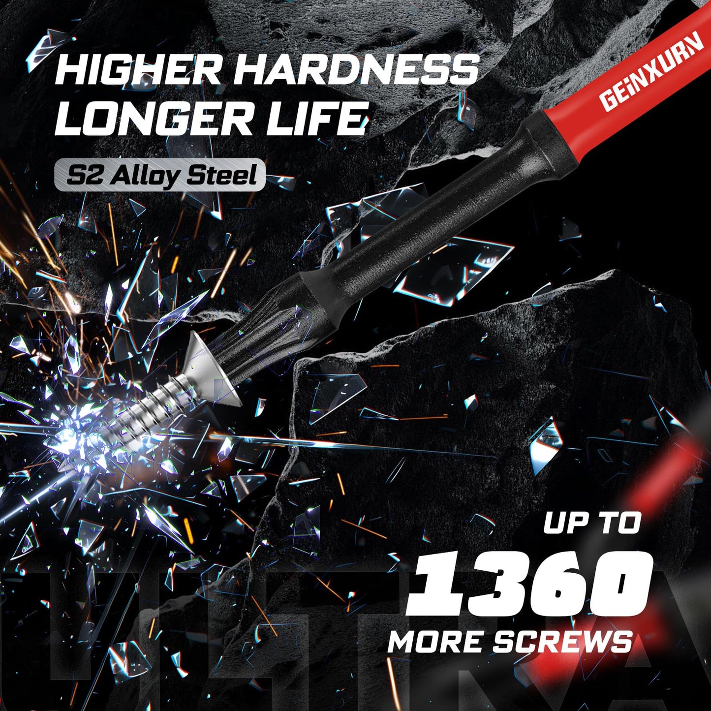 Geinxurn 3”Impact Torx Screwdriver Bits Set,13Pcs Magnetic S2 Steel Long Extension Star Driver Bits Set (T7-T40) with Color Coded Base