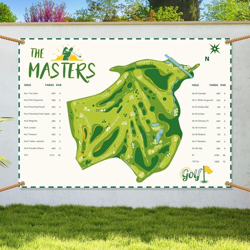 Masters Golf Party Decorations - 7 X 5 Ft Flag Backdrop with 4 Brass Grommets | Indoor & Outdoor Decor