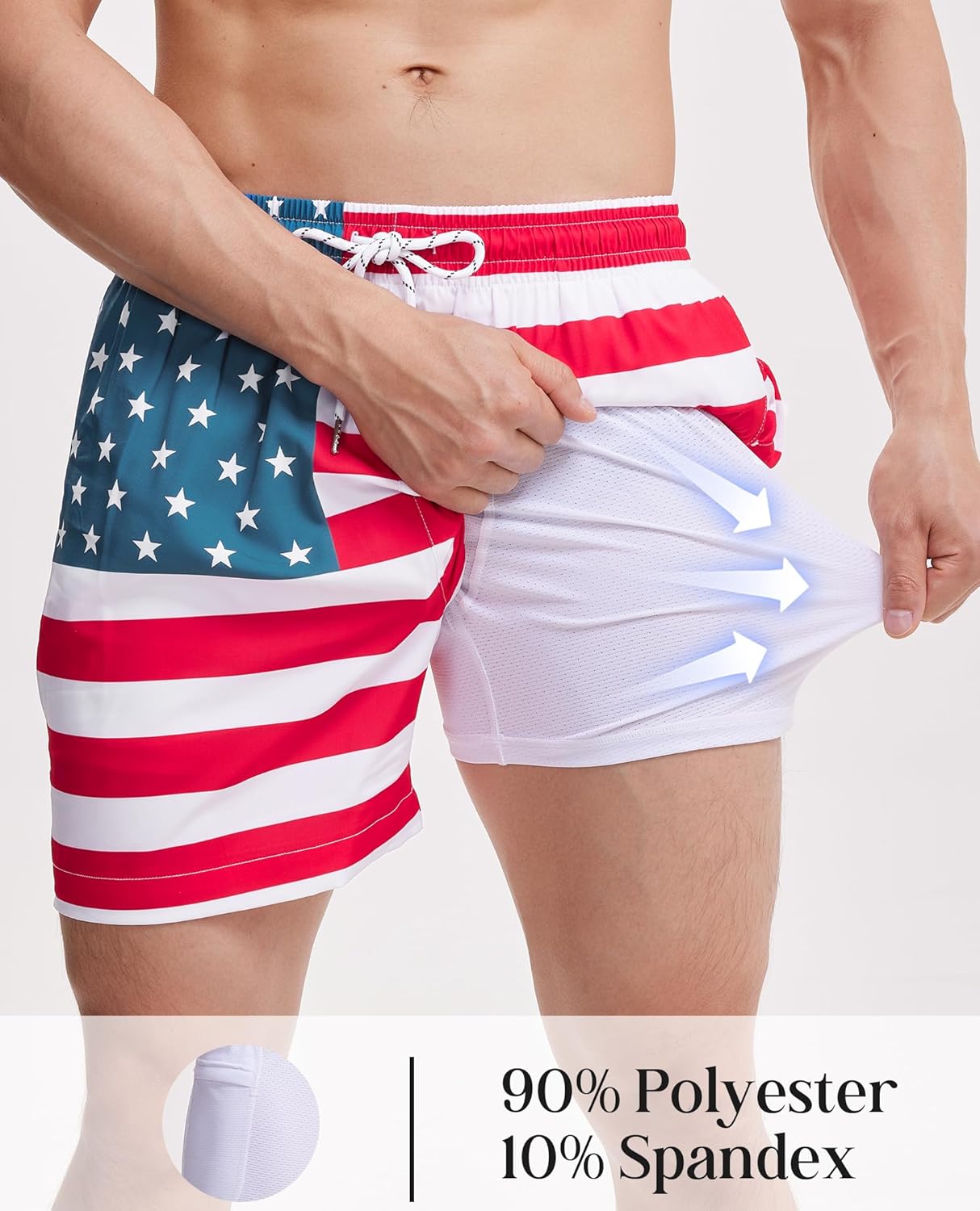 Skiennix Men's Swim Trunks - 2-in-1 Quick Dry Bathing Suit with Compression Liner & Pockets - 5 Inch