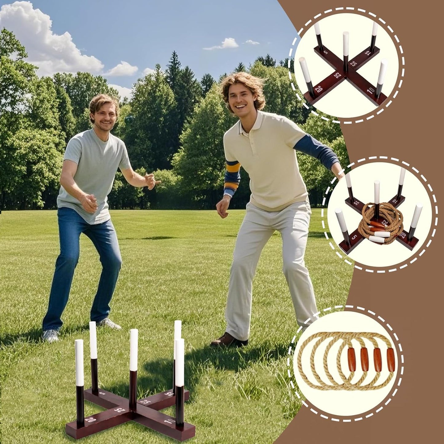 Ring Toss Game by Outdoor Yard Games - Fun Wood Toss Game for Family Gatherings | Perfect for Backyard & Camping