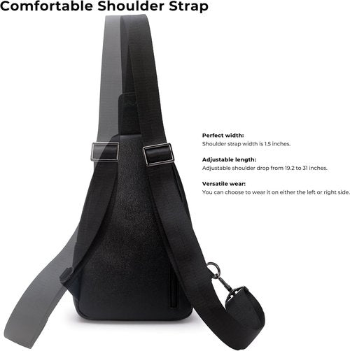 Alldaily Large Sling Bag - Fashionable Leather Crossbody Purse for Women | Trendy Black Travel Chest Bag