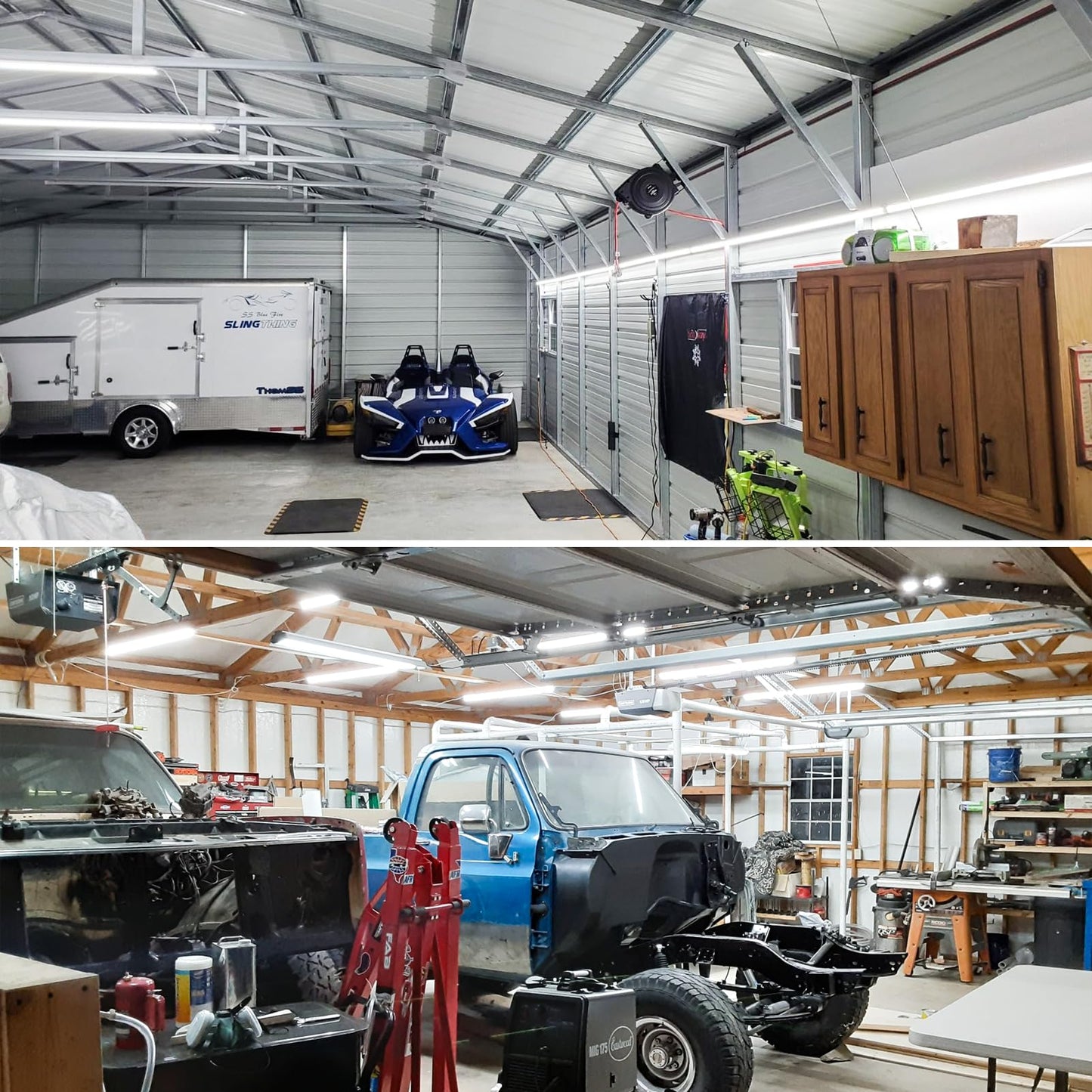 SUSLUM 8-Pack 4FT T8 LED Shop Light, 42W 6300 Lumen 5000K Daylight, Linkable with Plug Shop Lights for Garage Ceiling Workshop Commercial Lighting, 4 Years Warranty