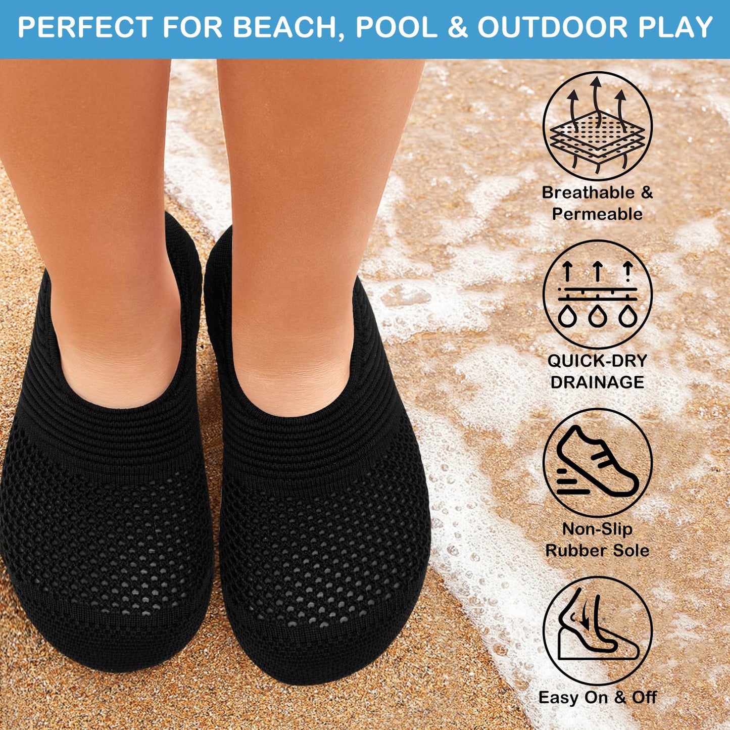 ANLUKE Kids Water Shoes Girls Boys Slippers Swimming Shoes Barefoot Quick Dry Aqua Socks