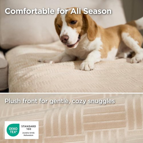 Bedsure Waterproof Dog Bed Cover - Washable Cozy Blanket for King Bed & Sofa, Sandy Tan, 82x120 IN