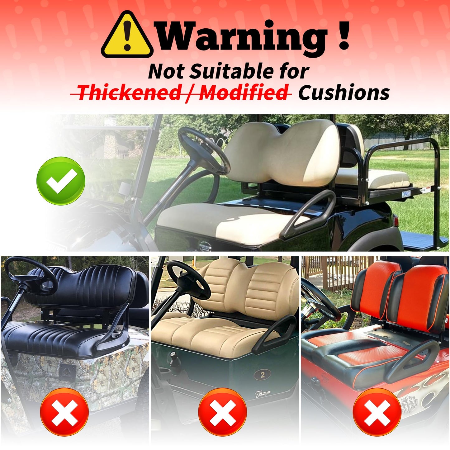 10L0L Golf Cart Seat Covers Universal for Yamaha G29 Drive2 Club Car DS Precedent Tempo Standard Front Seats, Breathable Mesh Bench Seat Cover, No Drilling Seat Cushion - All-Season Comfort