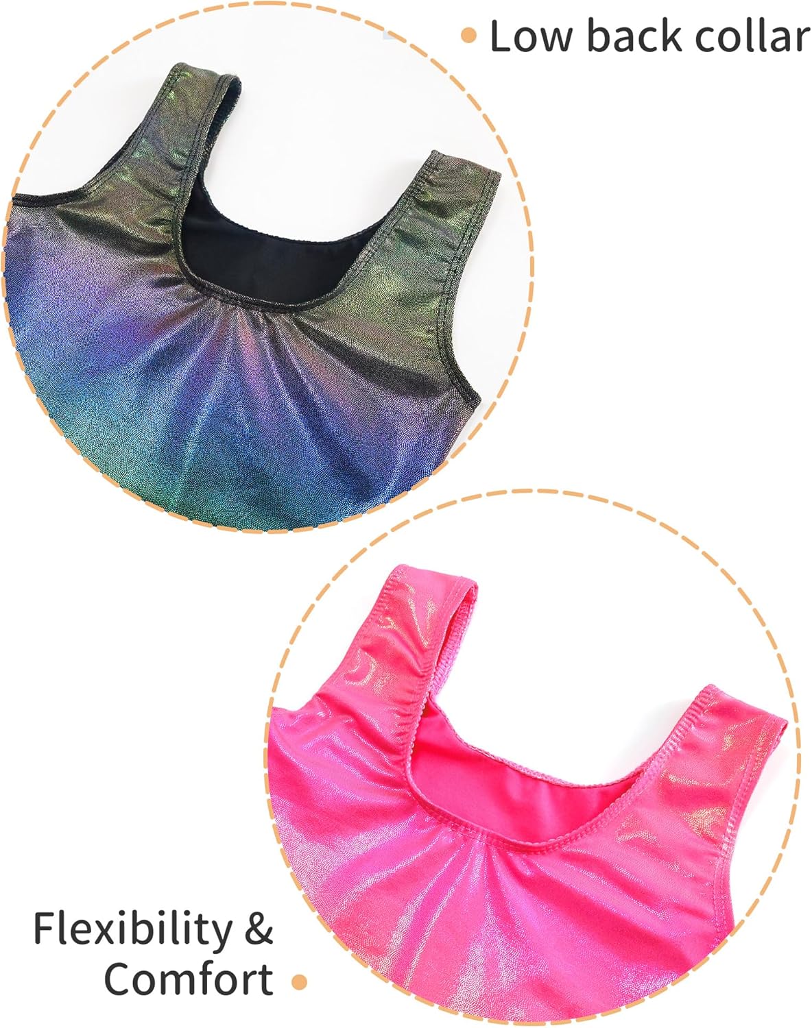 Skiennix Girls' Sparkly Gymnastics Leotard - Sleeveless Tumbling Unitard | 2-Pack, Comfortable Fit
