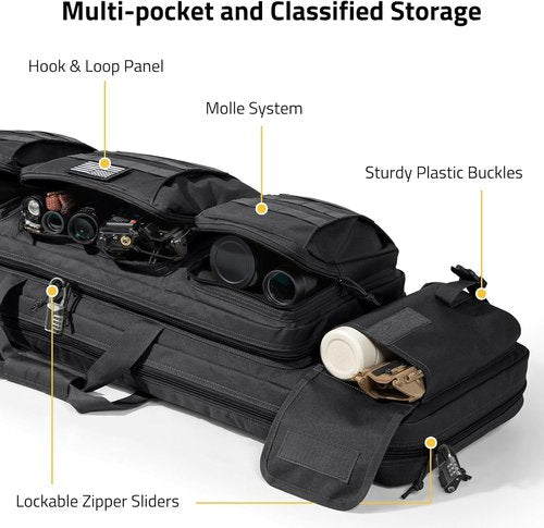 CVLIFE 42" Soft Rifle Case - Durable Double Long Gun Bag with Lockable Zipper & Backpack Strap for Outdoor Hunting
