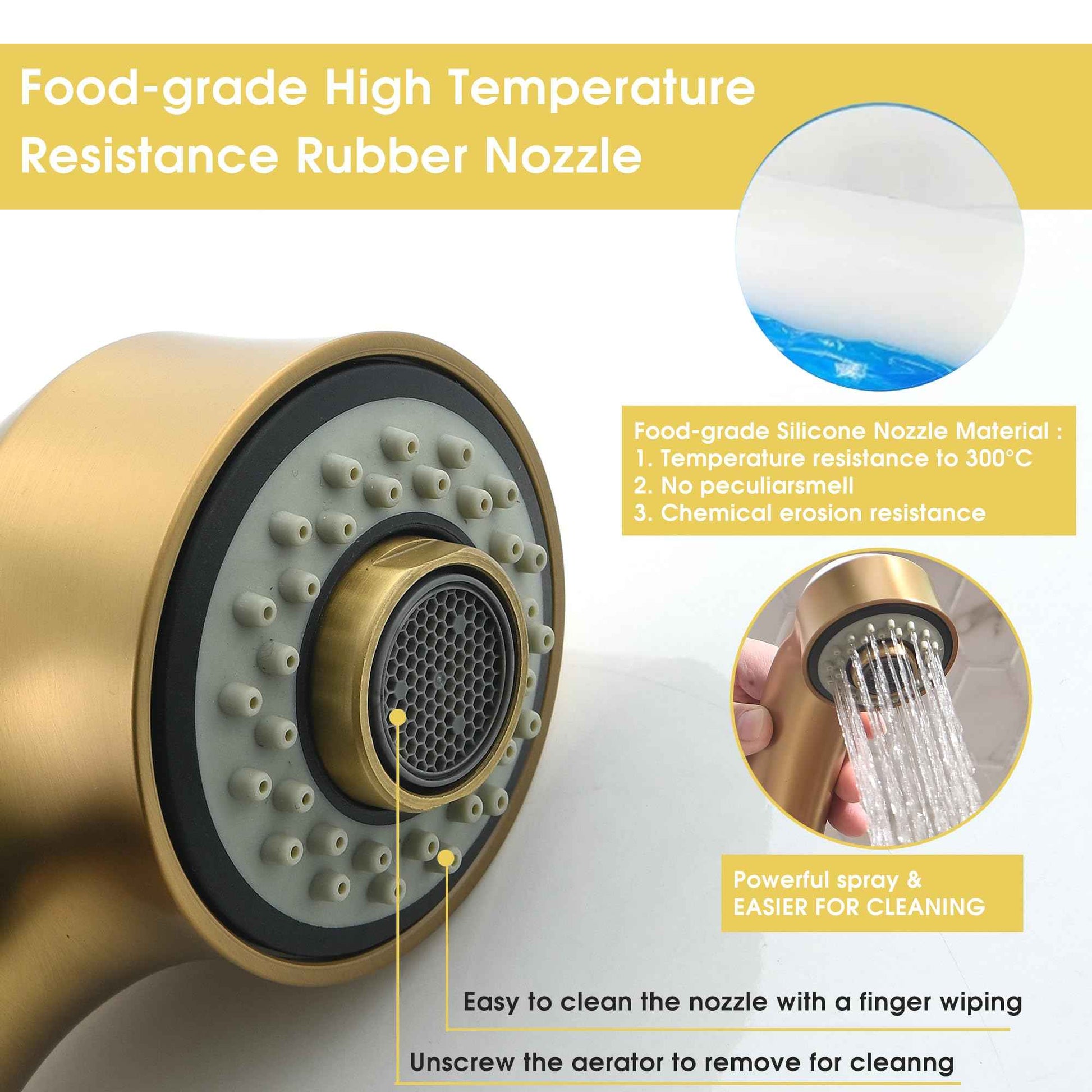 BRAVEBAR Gold Kitchen Faucet with Sprayer - Matte Brushed Gold Kitchen Sink Faucets with Pull Out Sprayer, Single Handle 1 Hole Faucet Solid Brass Commercial RV Faucets 2 Modes 150°Rotation No Lead