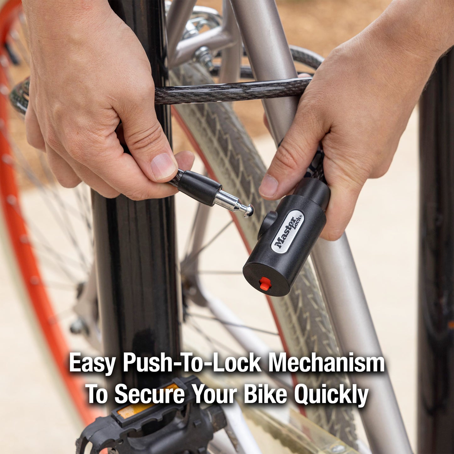 Master Lock 8364DCC Cable Bike Lock with Key, 5 ft. Long, Black