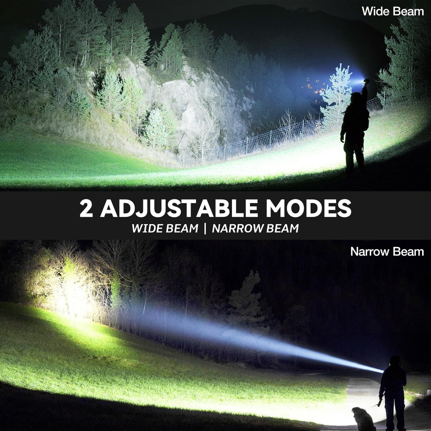ALSTU Flashlight Rechargeable 99,000 High Lumen - 7 Modes LED Flash Light with COB, Powerful Handheld Flashlight for Home, Camping(2 Pack)