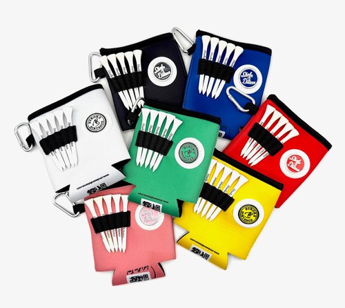 Golf Can Cooler Classic Can – 3‑in‑1 Golf Drink Sleeve with Magnetic Ball Marker, Bag Clip & Tees – Red Design