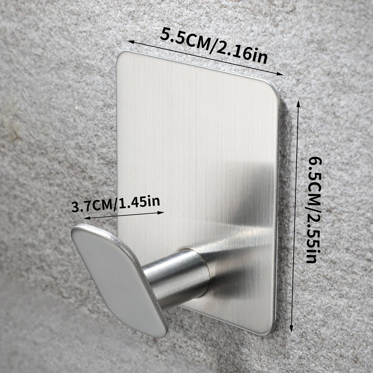 YIGII Silver Walls Hooks, Self Adhesive Hooks for Hanging Coat Clothes Closet Robe Heavy Duty, Towel Holder Stick on Bathroom Kitchen, 4 Pack