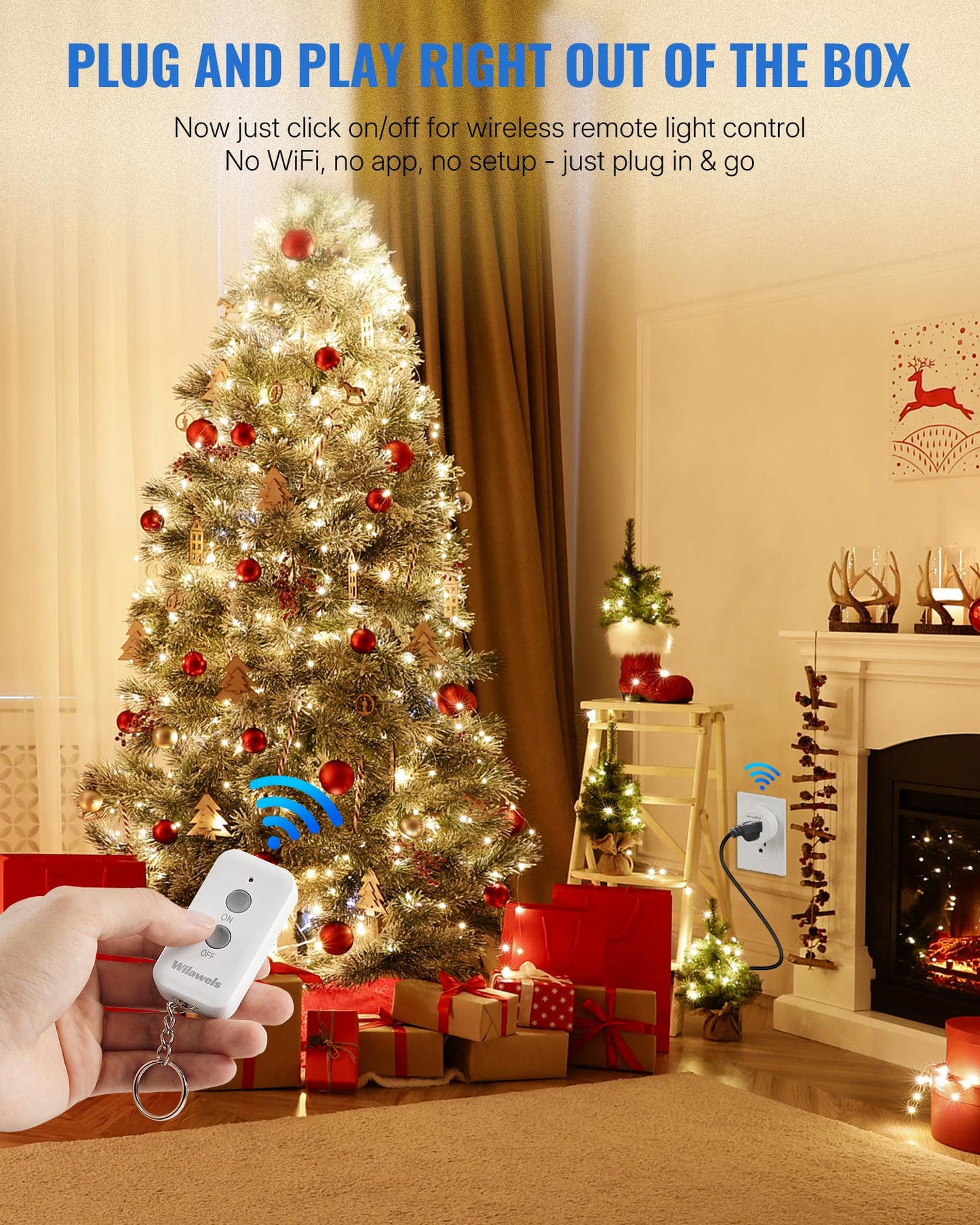 Remote Control Outlet Plug, WILAWELS Wireless Remote On Off Switch for Outlet, Remote Light Switch for Lamp, Light, Programmable, 100ft RF Range, 15A/1875W, Battery Included, FCC Listed W11RC1106