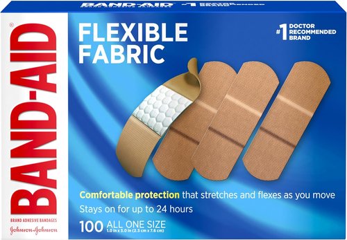 Band-Aid Brand Flexible Fabric Bandages - Comfortable Cushioned Wound Care for Minor Cuts & Scrapes | 1x3 In, 100 Count