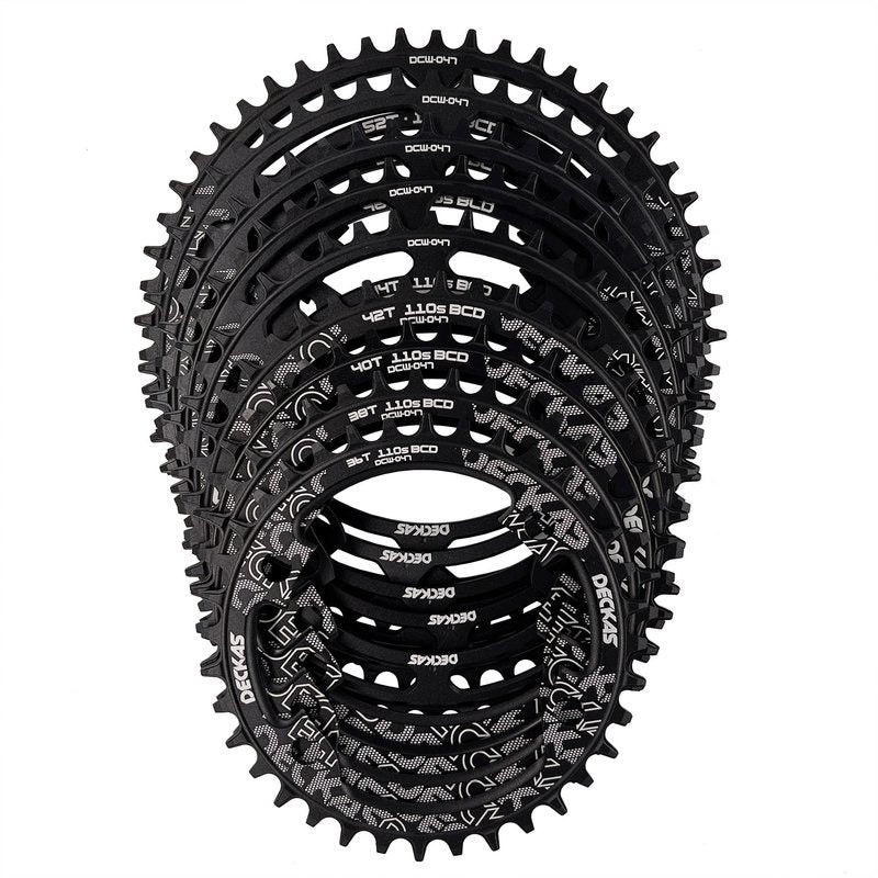 DECKAS Round Chainring 110BCD 4-Bolt 36T 38T 40T 42T 44T 46T 48T 50T 52T Narrow Wide Chainring for 7/8/9/10/11/12 - Speed (Black 50T)