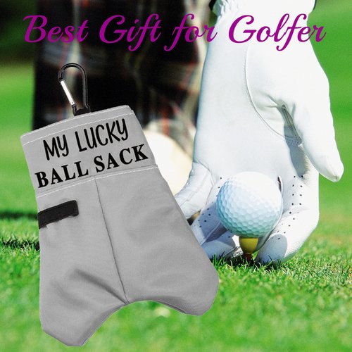 BLUPARK Funny Golf Ball Pouch My Lucky Ball Sack Golf Ball Storage Bag for Uncle Dad Grandpa (My Lucky Ball Sack)