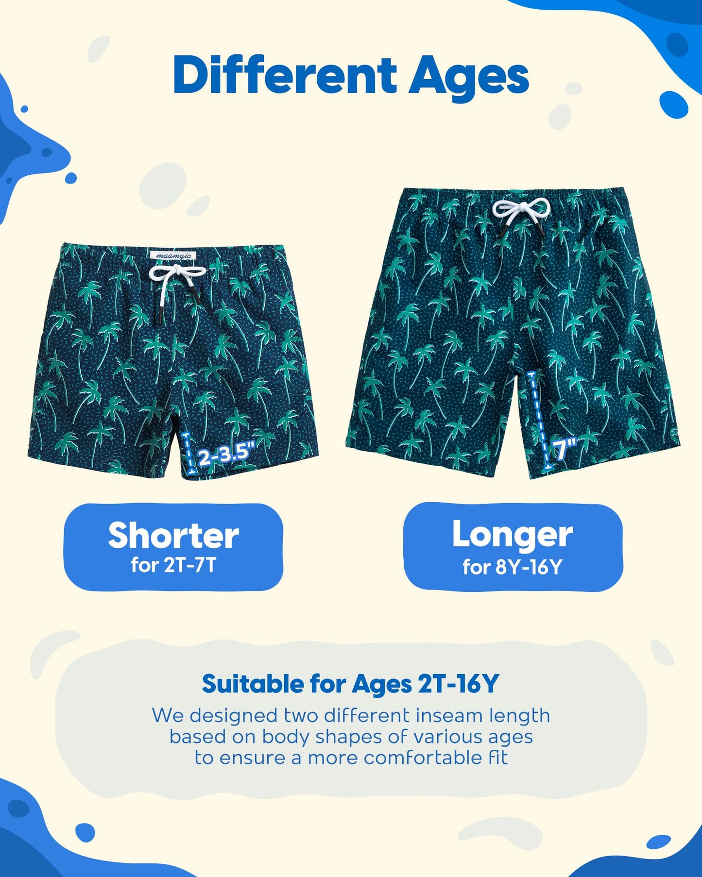 maamgic Boys Swim Trunks Toddler Swim Shorts Little Boys Bathing Suit Swimsuit Toddler Boy Swimwear,Tree-Navy Blue,10 T