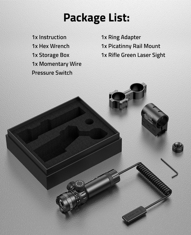CVLIFE Laser Sight for Rifle with Picatinny Rail Mount/Barrel Mount, Green Laser for Guns, Low-Profile Laser Sight with Pressure Switch