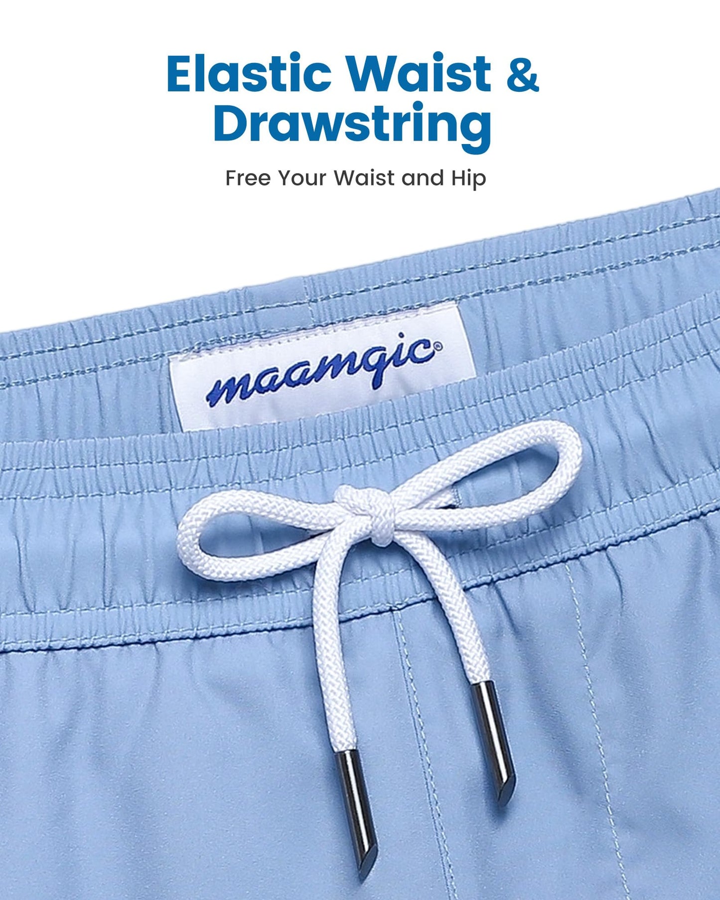 maamgic 2 in 1 Mens Swim Trunks 7 Inch Swim Shorts Swim Suits Board Shorts Graffiti Mist Blue XL