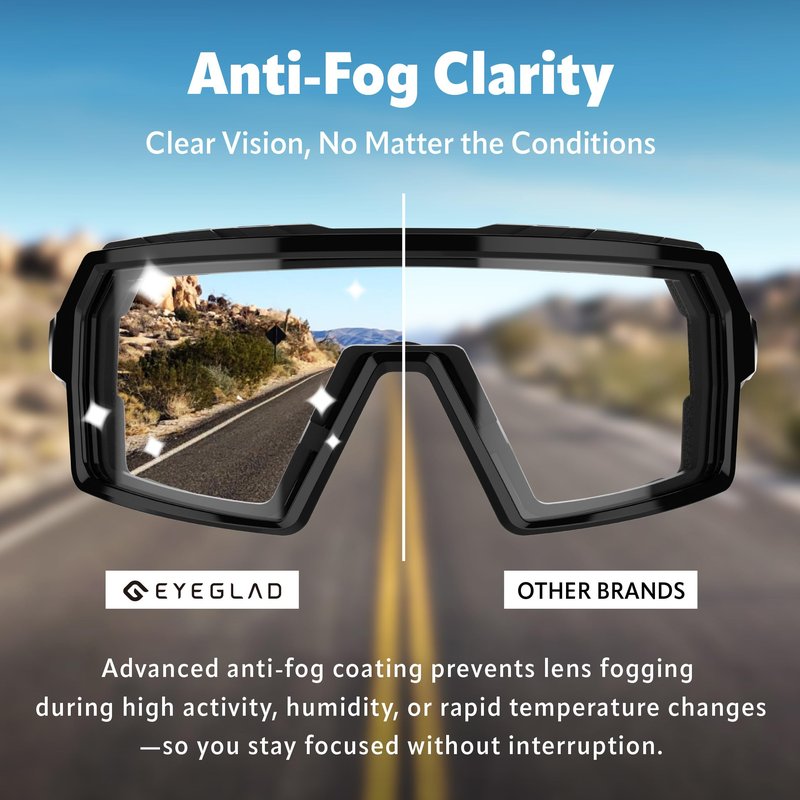 EYEGLAD Speedone Z87+ Safety Glasses, Safety Sport Sunglasses Photochromic Lenses UV400 Anti Fog Impact Resistant Men Women Powersports Motorcycle Riding Sports warp (KRYO)