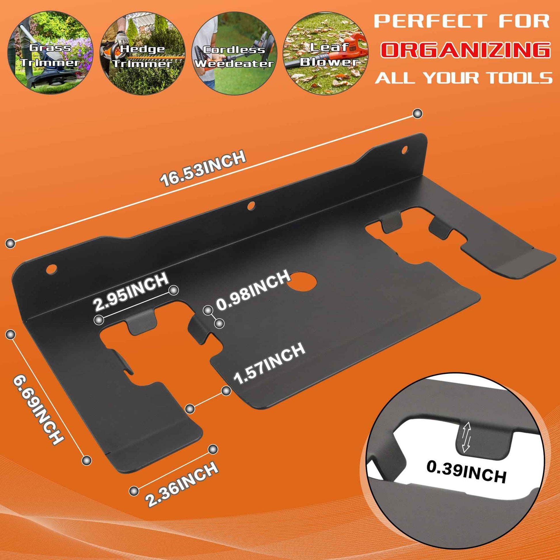 ULIBERMAGNET Garage Weedeater Rack,Wall Mount 2 Slot Utility Storage Rack for Garden Tool,Grass Trimmer,Hedge Weedeater,Chainsaw,Heavy Duty Steel Weeder Eater Trimmer Holder for Shed,Garage,Workshop