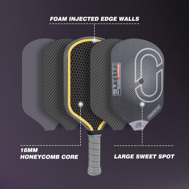 T700 Carbon Fiber Pickleball Paddle, Professional Pickle Ball Paddle Textured Surface with High Grit & Spin, Pickleball Racket Designed for Ultimate Spin & Control, Thruster-T100