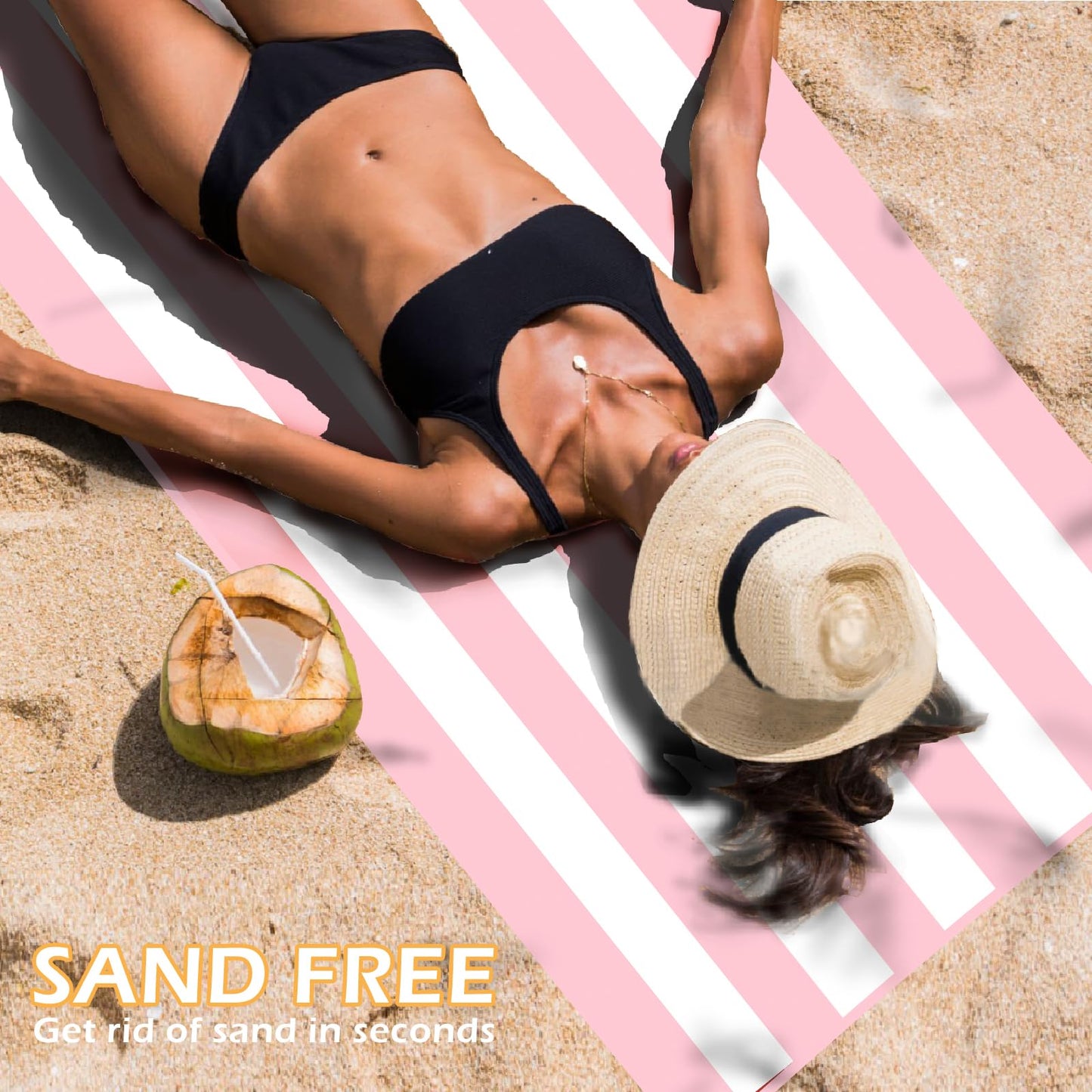 Eunzel 2 Pack Microfiber Beach Towel, Quick Dry Travel Towel Large Sand Free Towel for Beach, Camping, Swim Pool, Gym, Sports& Yoga 71"x32", Stripe Navy & Pink