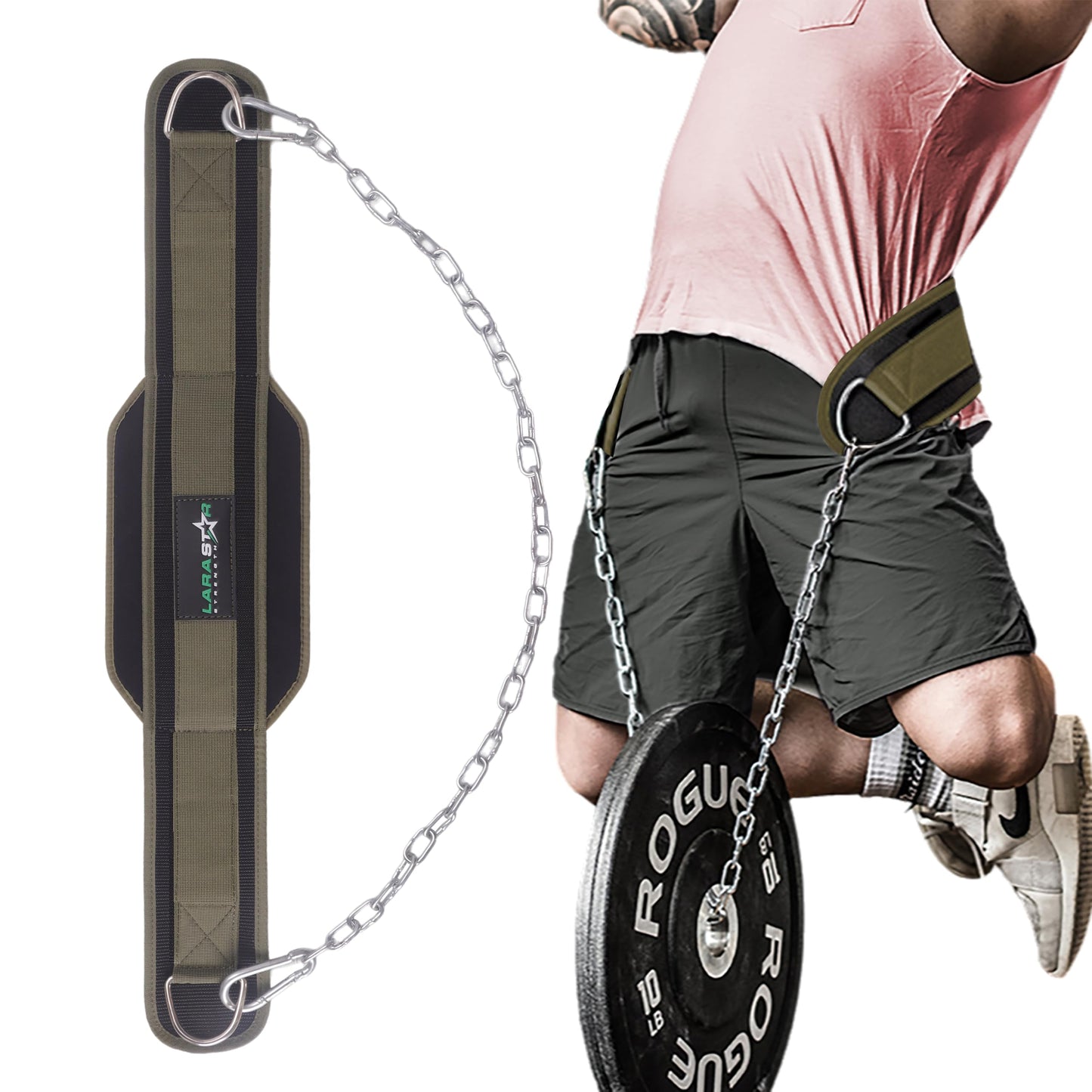 Dip Belt for Weightlifting, Weight Belt for Pull-Ups, Powerlifting, Squats, and Bodybuilding – Heavy-Duty Steel Chain, Neoprene Support, Lifts up to 650 lbs.