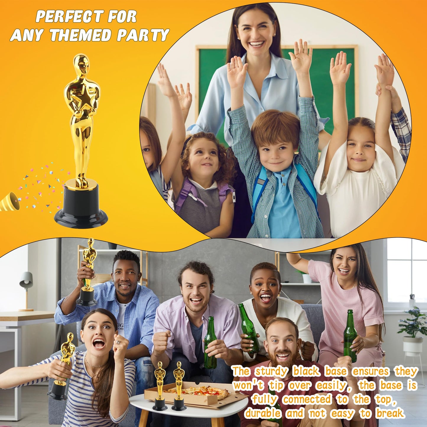 Cotiny 16 Pcs 6 Inch Gold Award Trophies Plastic Award Statues Trophy Figurines for Party Favors Recognition Awards Competitions School Rewards