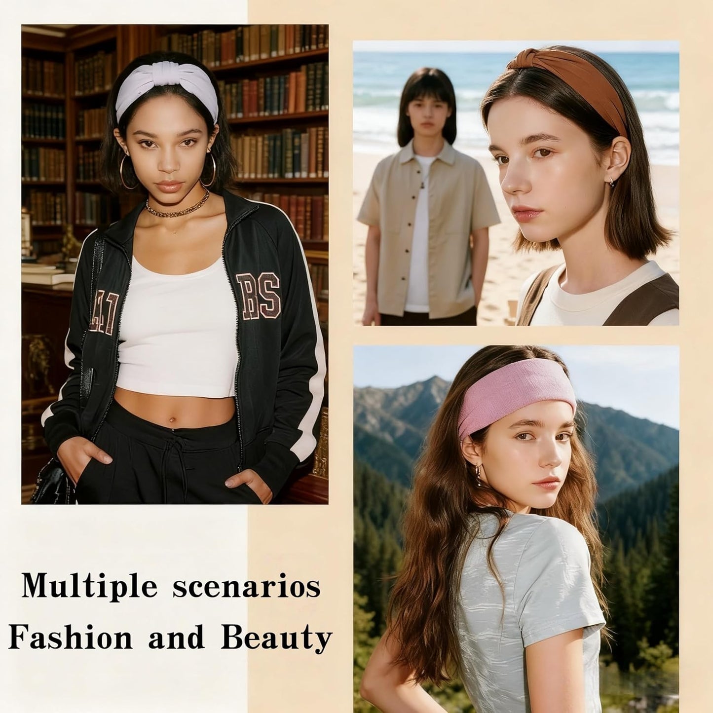 Skiennix Wide Elastic Headbands - Soft Knotted Design for Makeup & Sports | 8-Pack Non-Slip Hair Bands