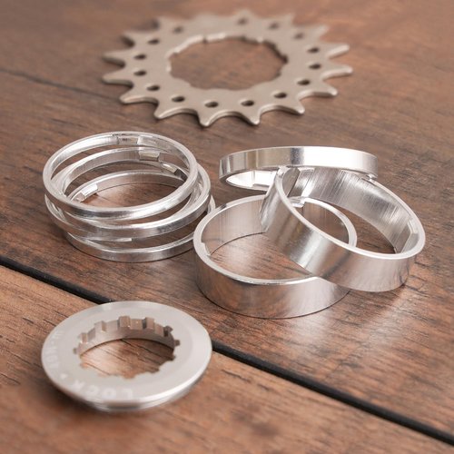 CyclingDeal Conversion Kit Fixie Bike Single Speed Compatible with Shimano Sram Cassette Freewheel Hub Adaptor - for Mountain and Road Bike Gear Cog Spacers 16 Teeth