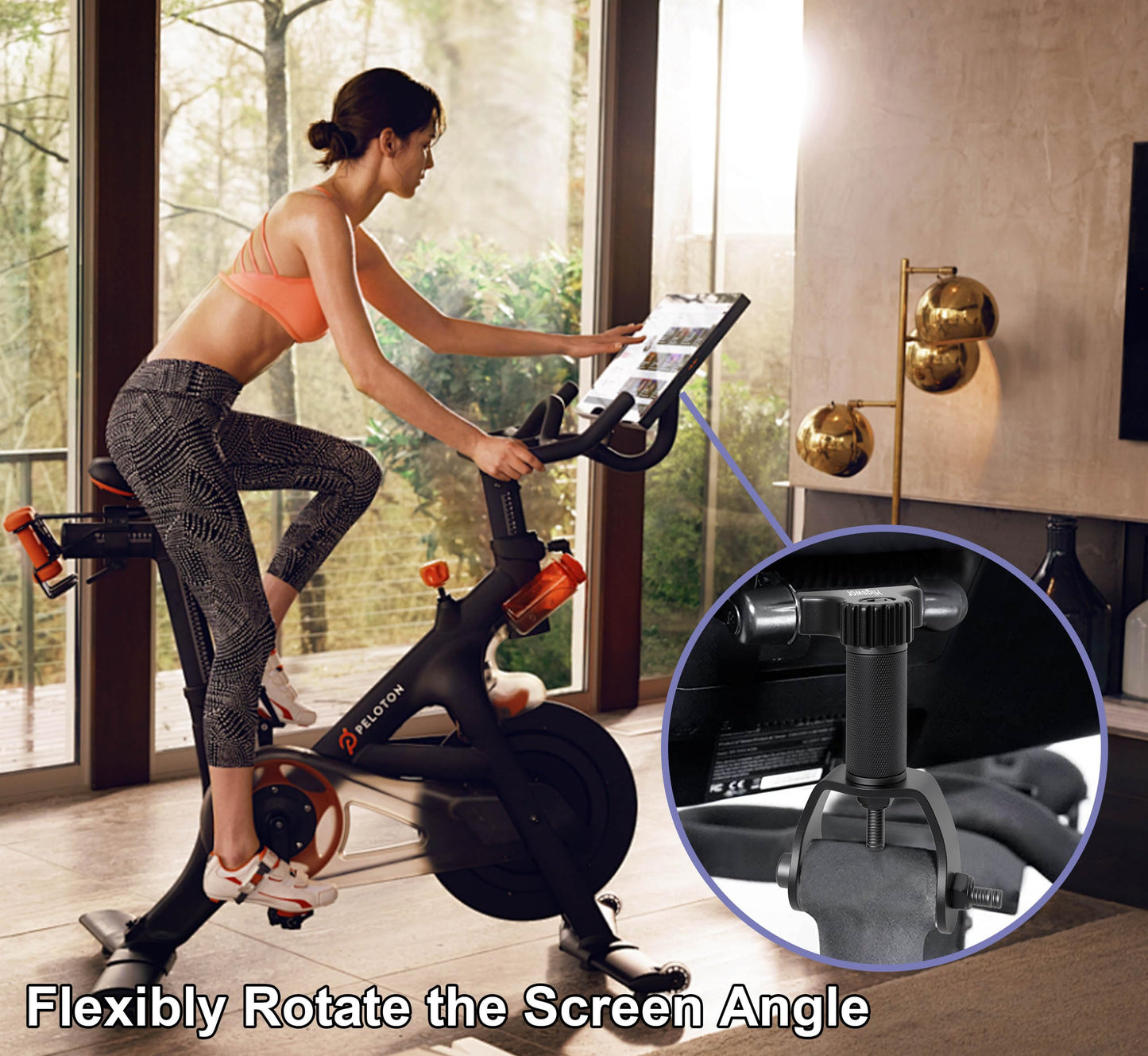 DHLDWQ 360° Pivot for Peloton Bikes Screen Accessories, Peloton Screen Swivel Mount, Peloton Swivel Screen Attachment, Easily Adjust and Rotate Movement Monitor Adjuster, Black