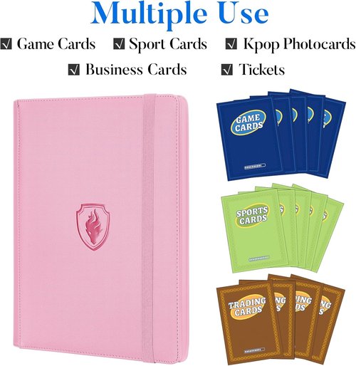 Fabmaker Premium 9 Pocket Card Binder - Sturdy Collection Album for 540 Cards | Sleek Pink Design