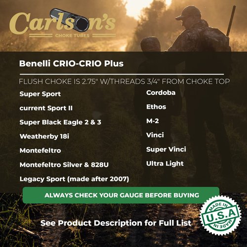 Carlson's Choke Tubes 12 Gauge Compatible for Benelli Crio Plus [ Skeet | 0.720 Diameter ] Stainless Steel | Flush Mount Replacement Choke Tube | Made in USA