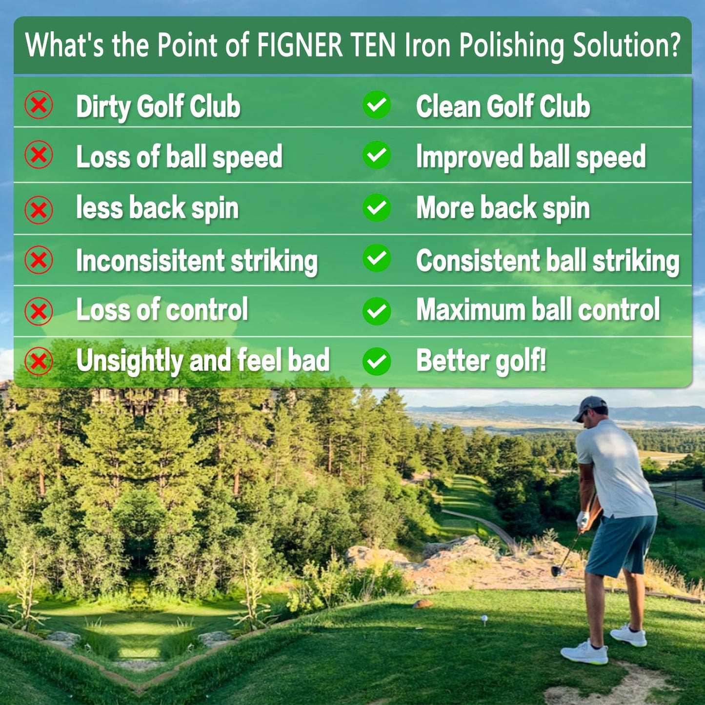 FINGER TEN Golf Iron Polishing Kit Club Cleaner Polish Cleaning Solution Golf Club Care Set Golf Brush Cleaner Sponge Value Pack (Club Cleaner 8 Set)