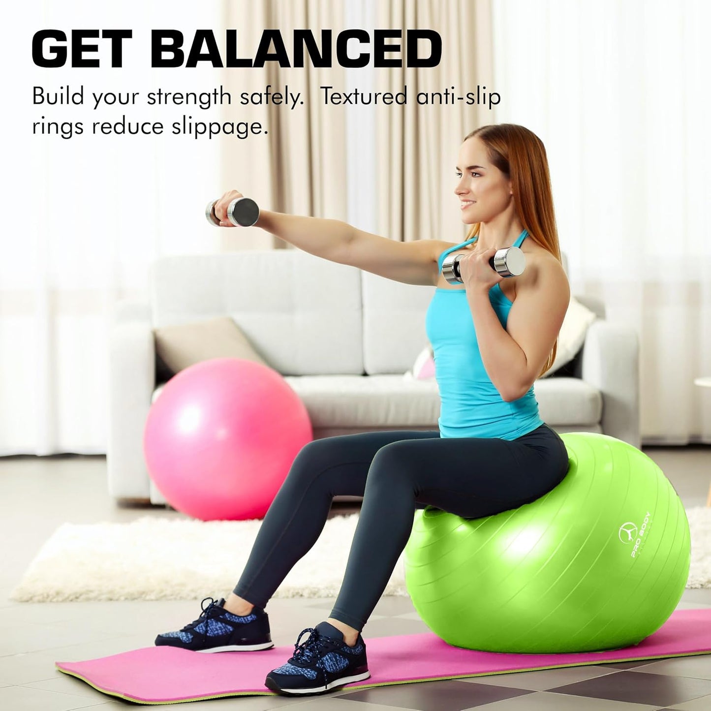 ProBody Pilates Yoga Ball - Stability Exercise Ball for Pregnancy, Workouts & Physical Therapy | Various Sizes