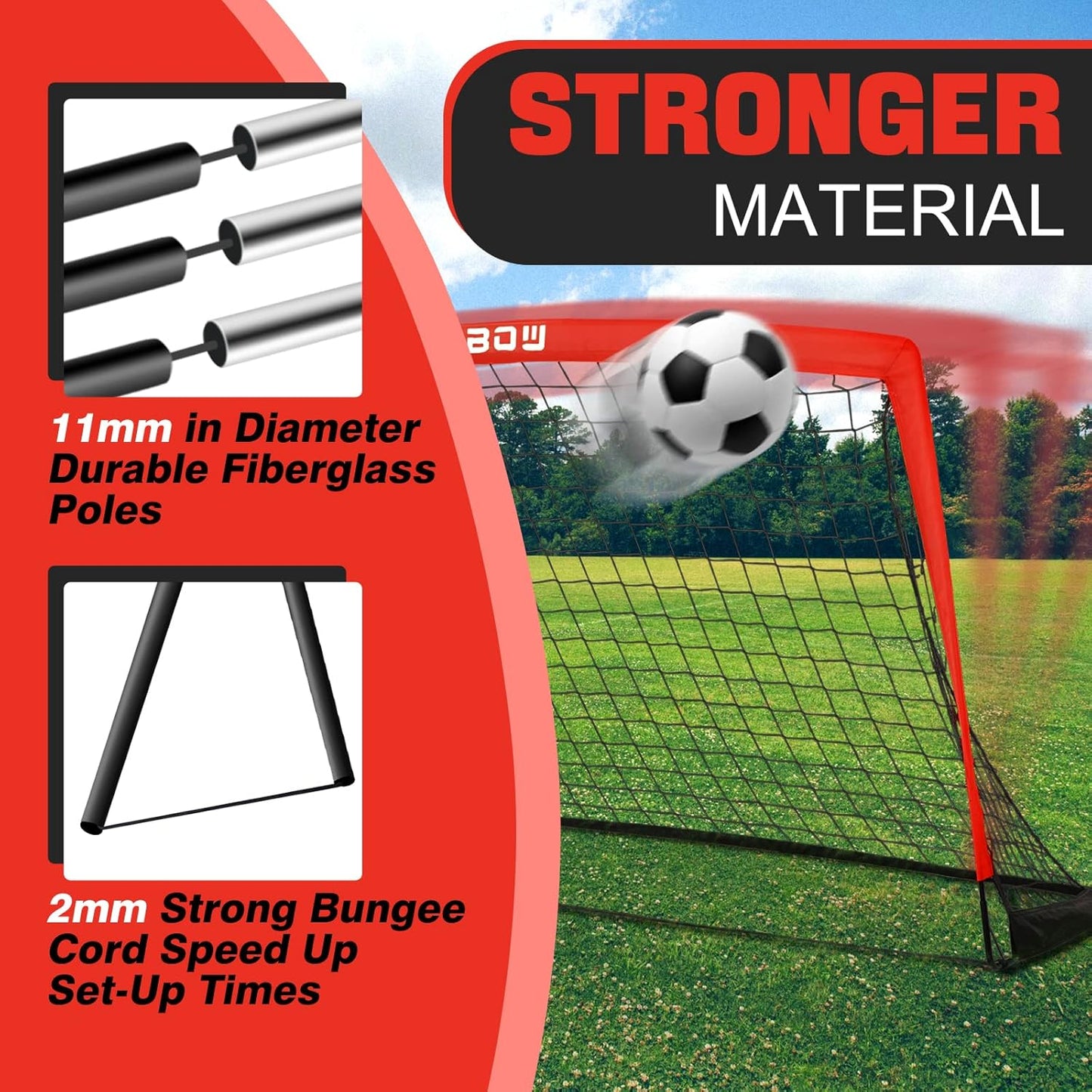 RUNBOW 9x5 FT Portable Kids Soccer Goal - Folding Soccer Net for Backyard Training & Indoor/Outdoor Play