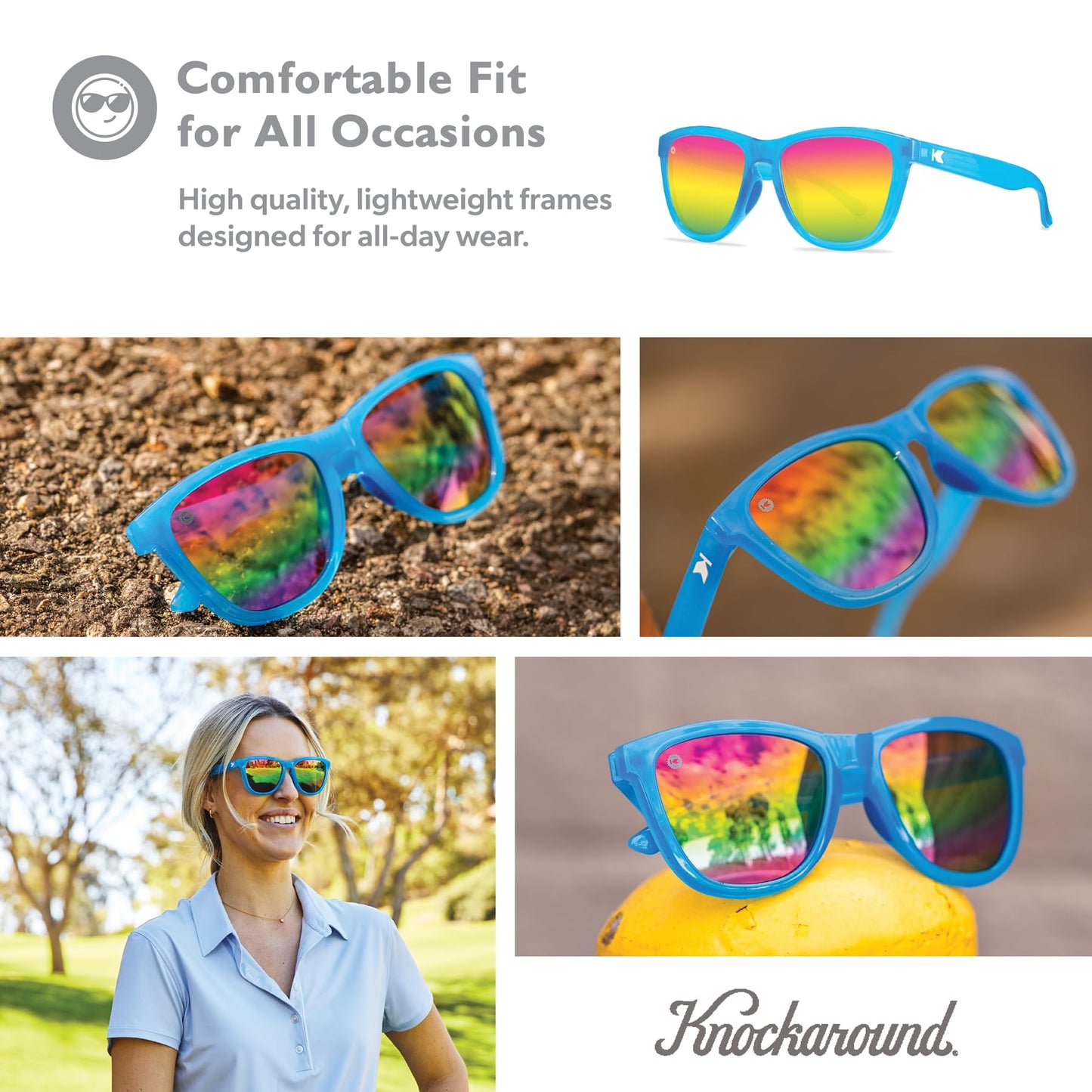 Knockaround Square Polarized Sunglasses for Men & Women - UV400 Protection