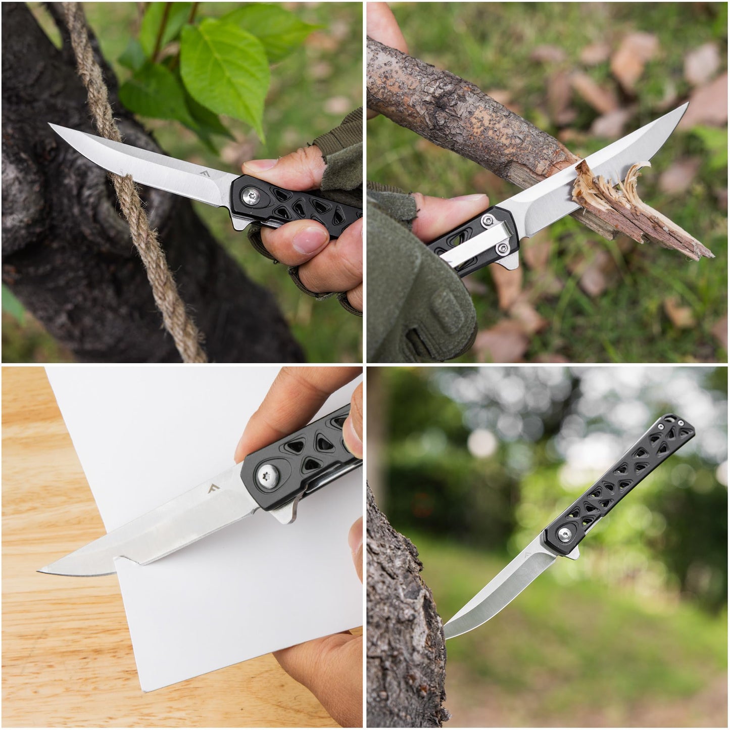 FLISSA Folding Knife, 4.5" Folding Pocket Knife, Hollow-out Design Handle, Tactical Pocket Knife for Hunting, Survival, EDC, Camping and Outdoor Activities