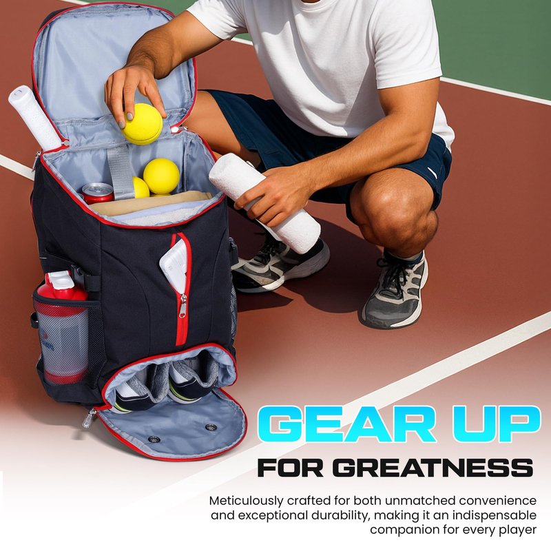 SWFTCRUZ Tennis Bag, Tennis Backpack for Women and Men, Hold 2 Tennis Racket, Pickleball Paddles, Lightweight Oxford Tennis Racket Bag with Ventilated Shoe Compartment
