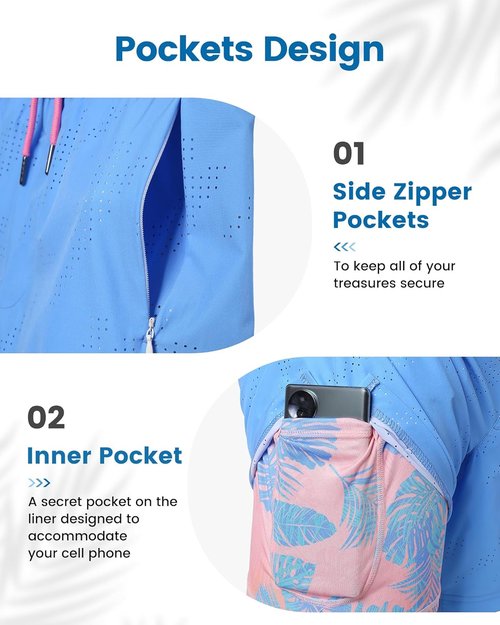Maamgic Men's Swim Trunks - Quick-Dry 5-Inch Inseam Board Shorts with Compression Liner & Zipper Pockets