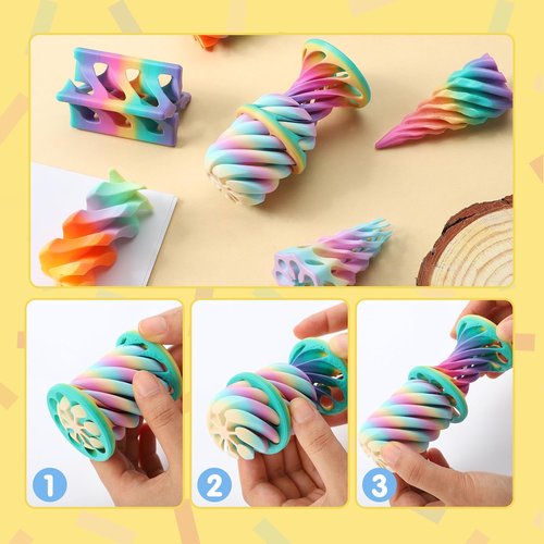 JOYIN 4 Pack Fidget Toys - Pastel Color 3D Printed Spiral Cone for Stress Relief | Perfect Gifts for Kids & Adults