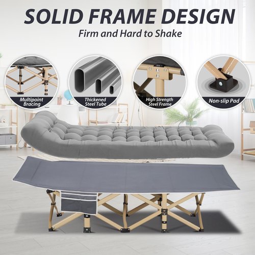 Candockway Folding Camping Cot with Comfy Mattress(Grey),600LBS(Max Load),Portable Cot Bed for Adults Include Carry Bags,28" Wider Sleeping Cots for Home,Office Nap,Outdoor Travel Camp Beach