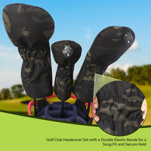 Golf Head Covers for Golf Clubs, Pu Vintage Golf Club Headcover Set with Numbered for 3 4 5 7 X/Hybrid/Fairway/Driver Wood Head Covers 3 Pcs