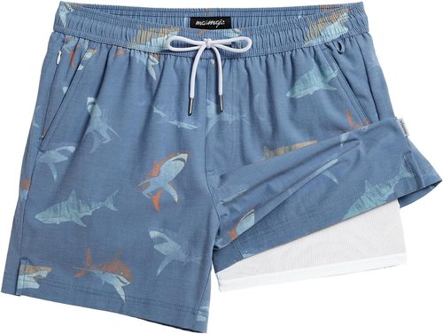 Maamgic Men's Swim Trunks - Quick Dry 5.5 Inch Beach Shorts with Compression Liner & Zipper Pocket