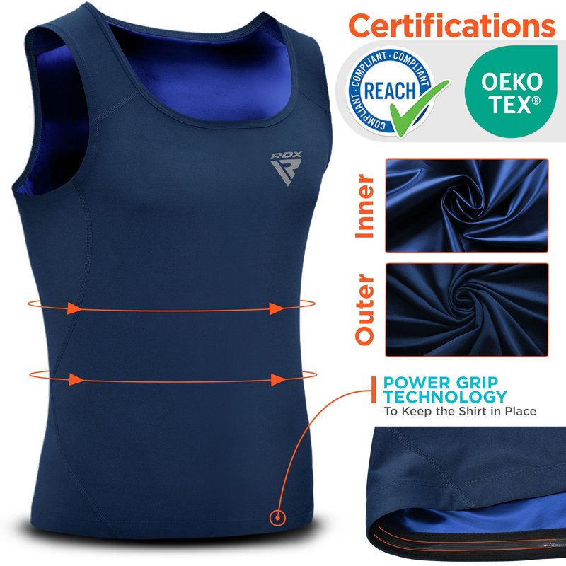 RDX Men Sauna Vest, Sweat Workout Shirt, Waist Trainer, Corset, Compression Body Shaper Zipper and Seamless