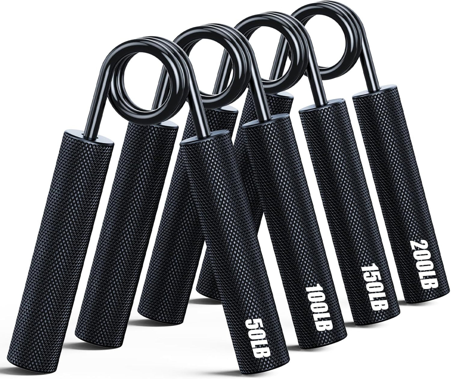 ZEAGUS Grip Strength Trainer - 4 Pack Metal Hand Grippers for Muscle Building | 50LB-200LB Non-Slip Design